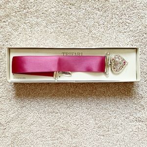 Vintage Trifari “Mom” pink ribbon & heart bookmark